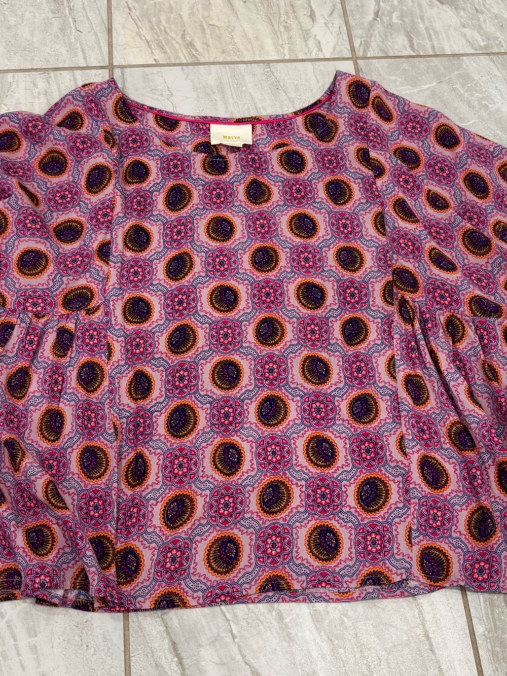 Anthropoligie Maeve Geometric Oversized Paisley Purple  Top Large
